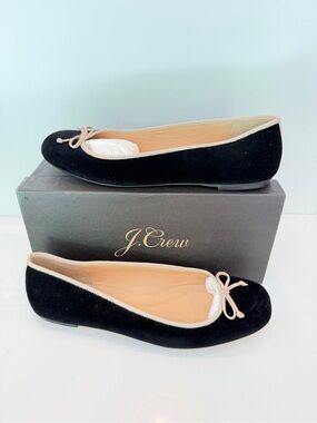 New J.Crew Lily Velvet Ballet Flats Sz 11 Black Preppy Classic J Crew Shoes